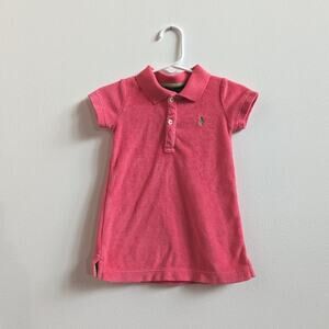 Vtg Ralph Lauren Pink Terry Dress Baby Girls 6-12m Salmon Preppy Beach